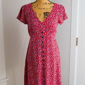 Mason & Belle Lyla Button Detail Dress Size Small Red